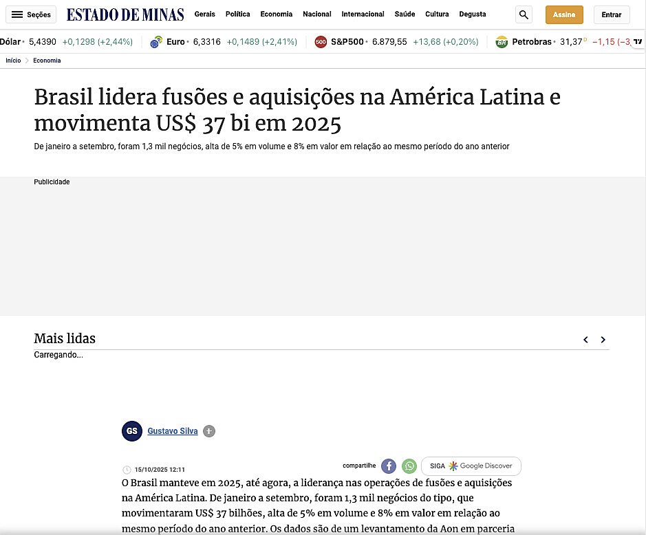 Brasil lidera fuses e aquisies na Amrica Latina e movimenta US$ 37 bi em 2025